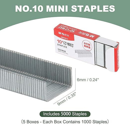 M&G NO.10 Staples for Stapler, 5000pcs(1000pcs Per Box) Mini Staples for Stapler #10 Smooth Stapling for Home Office Supplies, Silver