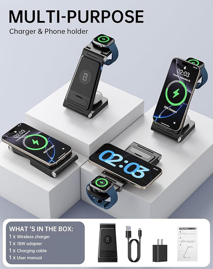 2026 Traveling Portable Wireless Fast Charger for Apple & Android Charging Station,3 in 1 Charging for iPhone 17 16 15 14 13 12, Apple Watch Series & Air pods 4 3 2 Pro,Samsung Galaxy-Gifts for Family