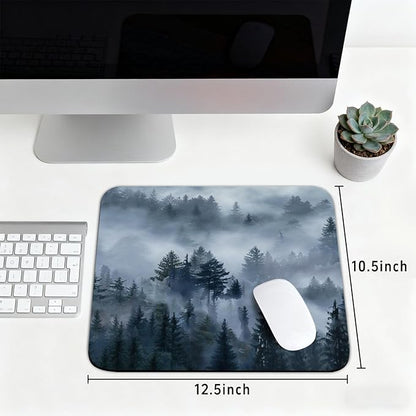 Grey Forest Patterns Desk Mat, Large Gaming Mouse Pad Non-Slip Rubber Base with Stitched Edges, Waterproof Protection for PC Laptop Home Office Desk Decor (12.5x10.5in)