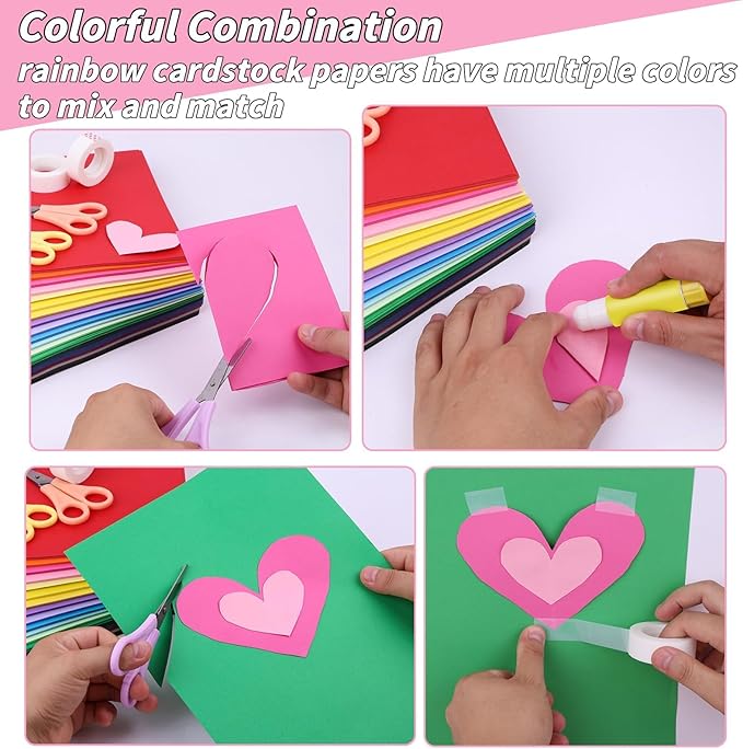 300 Pcs Colored Cardstock Bulk 50 Assorted Colors, 8.5” x 11” Cardstock Paper Construction Paper,180GSM Card Stock Printer Scrapbooking Supplies for Diy Crafts Making