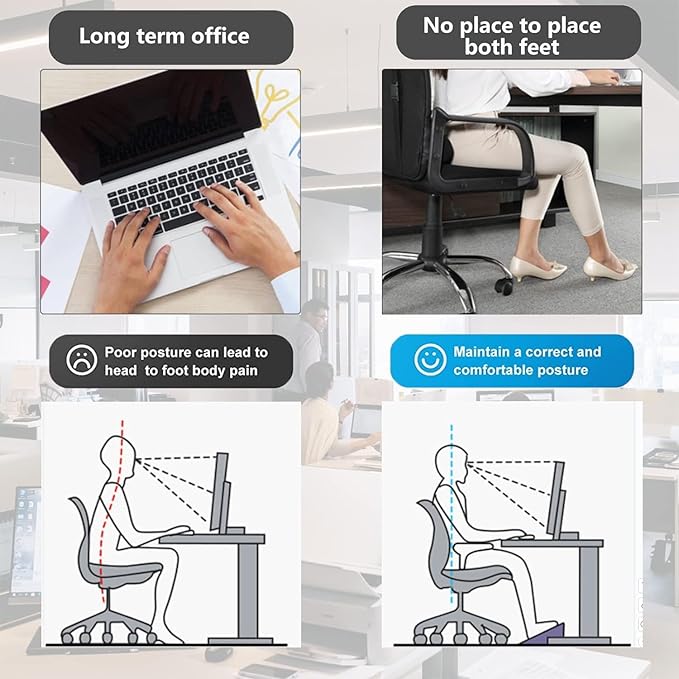 Rocking Foot Rest Under Desk at Work,Rocking Foot Stool Footrest,Footrest with Foot Massage Feet Stand,Promote Leg Circulation,Massage Feet Stand for Office&Home (Black)
