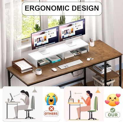 Dual Computer Monitor Stand Riser, Desk Organizers and Accessories, Printer & TV Stand, Desk Shelf, Office Desk Accessories & Desktop Workspace Organizer for Office Supplies, White