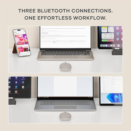 Satechi OntheGo Bluetooth Mouse with USB C Rechargeable Battery, Connect up 3 Devices, Compact and Portable Wireless Mouse for Laptop, Computer, Tablet – Sand