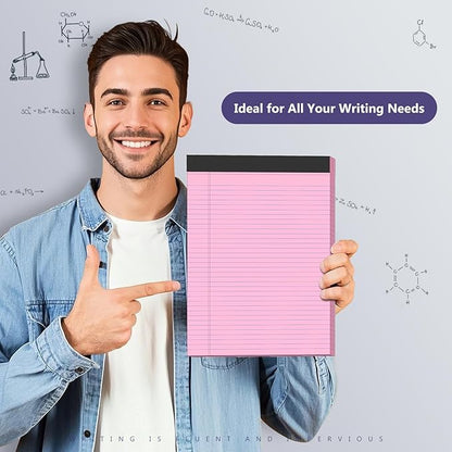 6 Pack Legal Pads 8.5 x 11 College Ruled Colored Note Pads 8.5" x 11" Lined Paper Chipboard-Backed Notepad with Micro-Perforated Notebook Paper for Office & School Supplies 50 Sheets/Pad