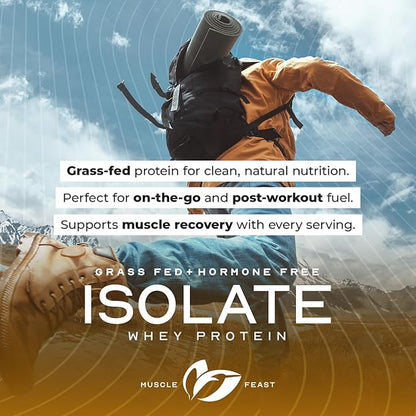 Muscle Feast Grass-Fed Whey Protein Isolate, All Natural Hormone Free Pasture Raised, Whey Isolate Protein Powder for Men and Women, Clean, Gluten-Free, Delicious Isolate Protein - Dark Chocolate, 2lb
