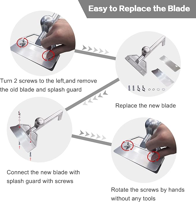 DELFINA 4 Pcs Grill Scraper Blade Replacement, Stainless Steel Outdoor Barbecue Cleaning Tools, Heavy Duty Accessories for BBQ
