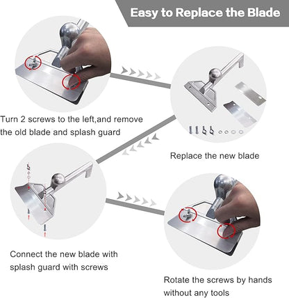 DELFINA 4 Pcs Grill Scraper Blade Replacement, Stainless Steel Outdoor Barbecue Cleaning Tools, Heavy Duty Accessories for BBQ