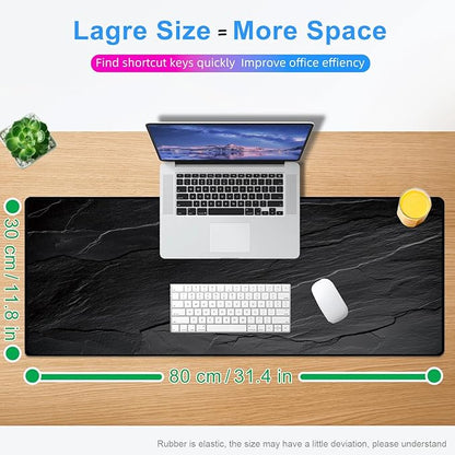Mouse Pad Gaming Mousepad 31.5x11.8 Inch - 3mm Durable Fabric with Non-Slip Base, Waterproof Surface & Reinforced Edges for Gamers, Work Desks and Streaming Setups(Black Rock)