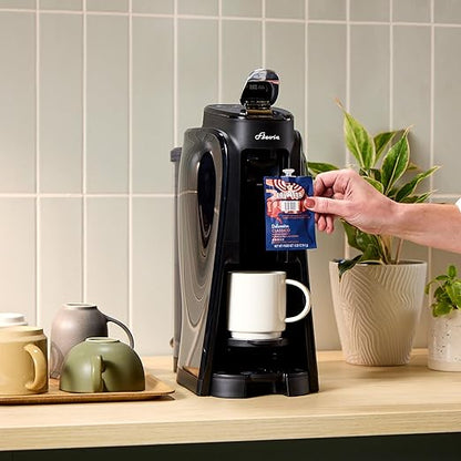 Flavia Aroma Brewer Bundle with 84 Freshpacks and 1 Merchandiser - Coffee Machine, Makes Coffee, Lattes, Tea, and other Hot or Iced Beverages with Single-Serve Freshpacks, Multiple Brew Sizes, Black