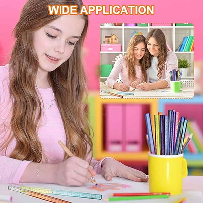 HARFINGTON Acrylic Clear Straight Rulers 15cm Metric Transparent Gradient Three-Dimensional Plastic Ruler Square Cube Measuring Tool for Classroom Office, Blue-Pink