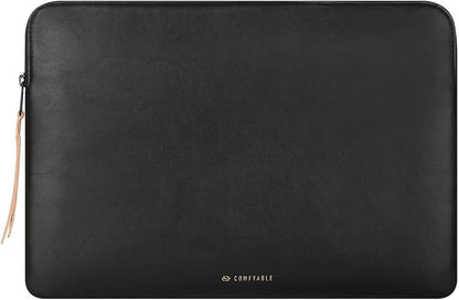 Comfyable Leather Laptop Sleeve Compatible with 16 Inch MacBook Pro M4 2024 & 15 Inch MacBook Air M4 M3 M2 2025, Black