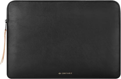 Comfyable Slim Protective Laptop Sleeve 15 Inch 14 Inch, PU Leather Bag Compatible with 15" MacBook Air (Snug Fit) M4 2025 & 14" MacBook Pro M4 (Loose Fit), Computer Case for Mac, Black