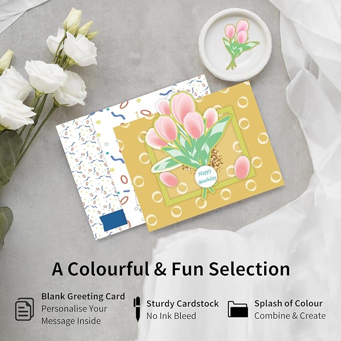 Greeting Card Making Kits DIY Blank Cards for Birthdays, 9 Envelopes, Flower Thank You Cards, Wildflower Thank You Cards with Envelopes