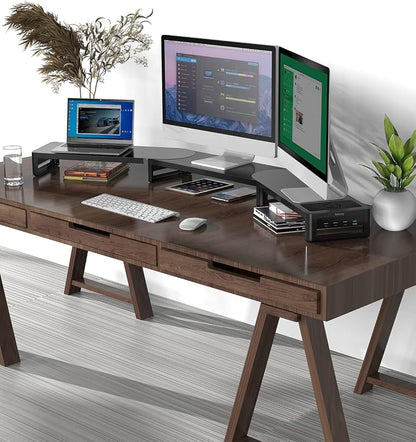 Monitor Stand with Wireless Charging and 4 USB Ports, Steel Monitor Stands for 3 Monitors, Metal Computer Stand Riser for Desk, Office, Laptop, PC up to 32 Inches (Black)