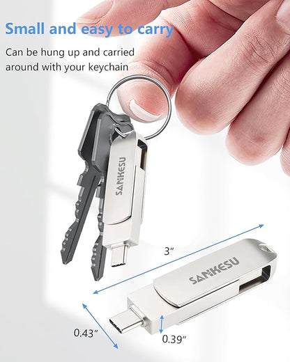 1TB USB C Flash Drive 3.1,Up to 500MB/s Read Speed, USB A and Type C OTG Thumb Drive, Dual Memory Sticks Compatible with Android Phones/PC/Laptop/Macs(Silver)