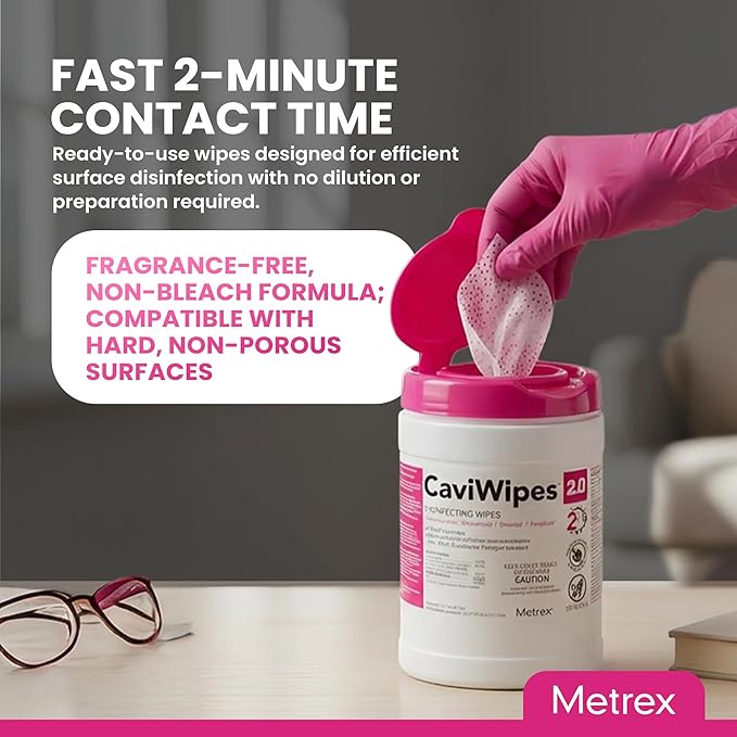 Metrex CaviWipes 2.0 Surface Disinfectant Towelettes – Durable Non-Woven Disinfecting Wipes for Hard, Non-Porous Surfaces in Healthcare & Clinical Setting – 160 Wipes per Canister (Pack of 1)