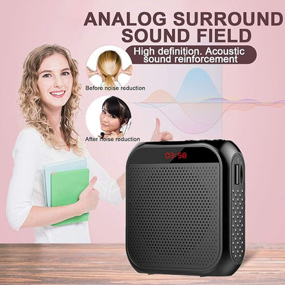 Portable Voice Amplifier for Teachers,Rechargeable Microphone for Teachers, Small Speaker Amplifier with Wired Microphone,Pa System for Outdoors, Teaching, Meeting, Presentation, etc(Black)