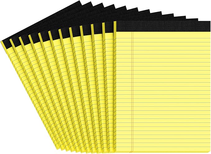 Legal Pads 8.5 X11.75, Narrow Ruled Notepads, 12 Pack, 30 Sheet/Pad, Yellow Legal Pads, Tear Off Notepad, Perforated Writing Pad, Notebook Paper College Ruled, Notepads For Office Home School, Notepad