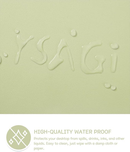 YSAGi Non-Slip Leather Desk Pad, Waterproof Laptop Computer Desk Keyboard Mat, Table Protector Blotter Mat, Large Mouse Pad for Office/Work/Home/Decor(Matcha Green, 31.5" x 15.7")