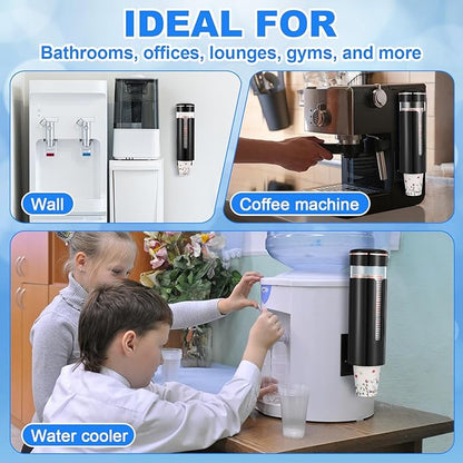 Baderke 2 Pieces Cup Dispenser Pull Type Automatic Remover Fit 4 oz to 7 oz Plastic Water Machine Cup Holder Wall Mount Bathroom Home Office Hospital (Vivid)