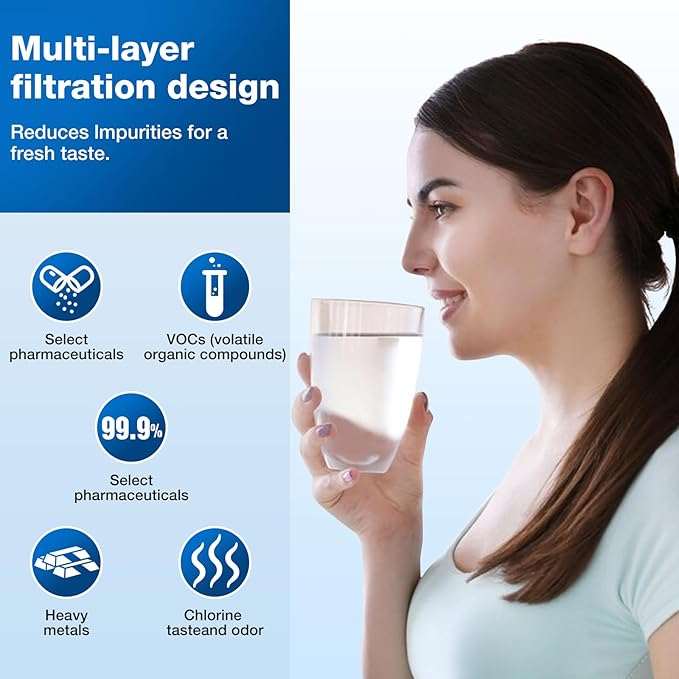 W10295370A Water Filter for Everydrop filter 1 Whirlpool Refrigerator Replacement Compatible with EDR1RXD1, Filter 1, WHR1RXD1, W10295370, KAD1RXD1, P8RFWB2L, P8WB2L, P4RFWB (White, 2 Pack)