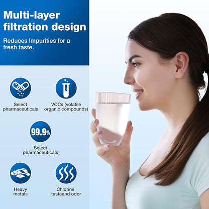 W10295370A Water Filter for Everydrop filter 1 Whirlpool Refrigerator Replacement Compatible with EDR1RXD1, Filter 1, WHR1RXD1, W10295370, KAD1RXD1, P8RFWB2L, P8WB2L, P4RFWB (White, 2 Pack)
