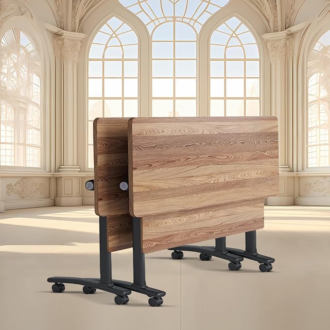 Conference Room Table with Flip-Top Design for Dynamic Meetings, Business Table Computer Desk with Heavy-Duty Frame,Foldable Seminar Meeting Tables for Home Office (2, C, 61IN)
