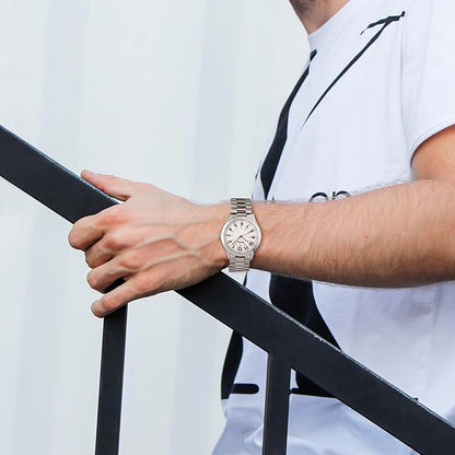 BUREI Men Watches Fashion Analog Stainless Steel Quartz Waterproof Watches,Gift for Men.