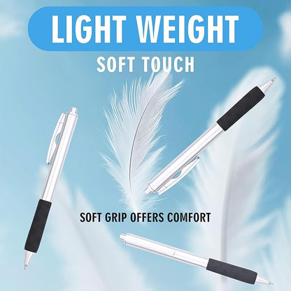 Bulk Black Pens, 50 Black ink Gel Pens,0.5 mm Fine Tip,Wholesale Fine Teacher Pens,Back to School Supplies,Gifts for Friends (Silver Body)
