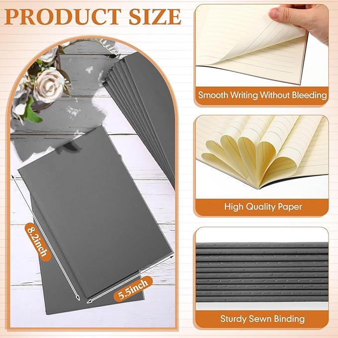 Mimorou 100 Pcs Kraft Notebook Journals 5.5 Inch x 8.3 Inch A5 Softcover Notebooks Bulk for Writing Sketch Office Notepad with 60 Pages 30 Sheets (Multicolor,Lined)(Grey,Lined)