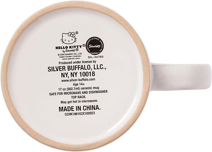 Silver Buffalo Sanrio Hello Kitty Halloween Spooky Wax Resist Ceramic Pottery Mug, 17 Ounces