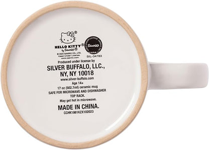 Silver Buffalo Sanrio Hello Kitty Halloween Spooky Wax Resist Ceramic Pottery Mug, 17 Ounces