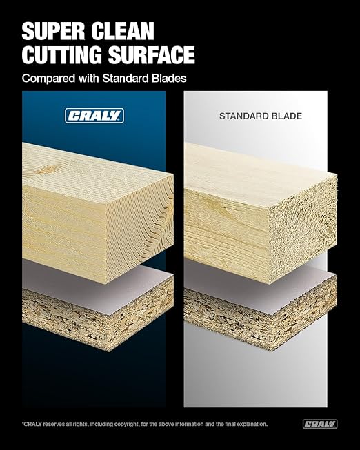 CRALY 10 Inch 60 Teeth Fine Finish Wood Cutting Circular Saw Blade, 5/8 Inch Arbor, Carbide Tipped, Thin Kerf, Black Ice Coating, for Wood Cutting Table Saw, Miter Saw(C1060FF)