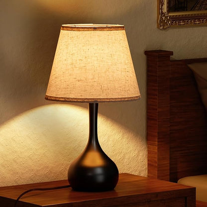ONEWISH Touch Bedside Lamp for Bedroom, 3-Way Dimmable Farmhouse Table Lamps for Nightstand with Fabric Shade, Desk Lamp for Kids Reading, Home Office