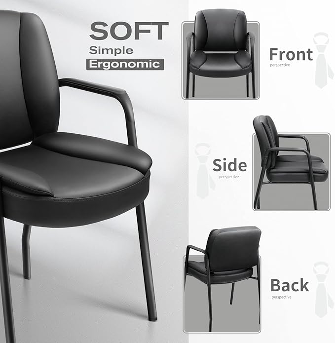 JUMMICO Office Guest Chair Reception Chair for Office Reception Lobby PU Leather Waiting Room Chair with Armrests Executive Office Chair Upholstered Set of 2