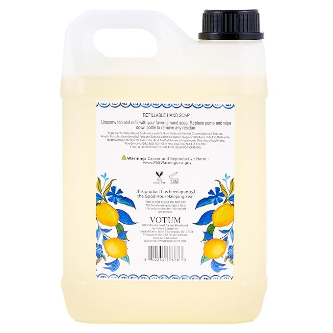 SIMPLE PLEASURES Lemon & Blue Bells Hand Soap Refill Jug – 71 oz Liquid Hand Wash Refill, Fresh Citrus & Floral Scent, Gentle and Moisturizing Formula