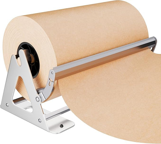 DIY Crew 18 Inch Paper Roll Dispenser and Cutter - Heavy-Duty Wall Mountable, Non Slip Tabletop - Kraft, Freezer, Butcher Paper - Up to 1000ft Rolls