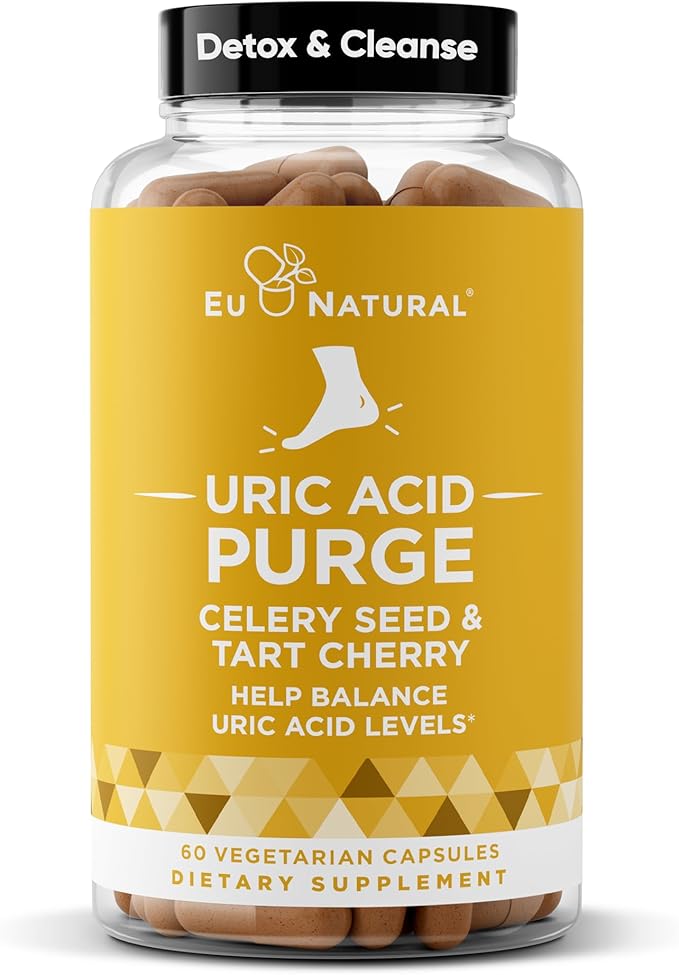 Purge Uric Acid Flush – Eat & Drink What You Want – Detox and Cleanse with Celery Seed Extract, Tart Cherry & Chanca Piedra for Effective Joint Support & Active Mobility – 60 Soft Vegan Capsules