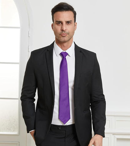 DecTwig Men's Ties Solid Color Formal Neckties 3.15" (8CM) Black Ties For Men