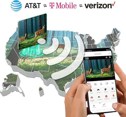 4G LTE Data SIM Card 50GB - 2 Years for Trail Camera & Security Camera, SIM Card for Wildlife Cameras, 3-in-1 SIM Kit with AT&T/T-Mobile/Verizon Coverage, No Contract & Auto Network Switching
