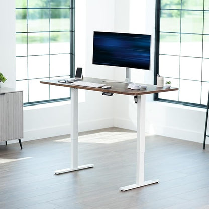 VIVO Electric 60 x 30 in Rustic Standing Desk, Memory Height Adjustment, 1B Series, Vintage Brown Top White Frame, DESK-KIT-1W6N-30