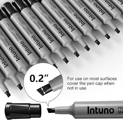 Permanent Markers, 96 Count Black, Chisel tip, Oil-Based Permanent Markers, Waterproof and Fade-Resistant, for Paper, Wood, Metal, Glass and More