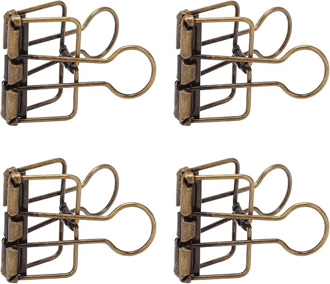 Clips 32mm Metal, 50 Pieces Strong Clamping Force, Hollow Design, Bronze - Assorted Sizes, Medium Shaped Paper Clips, Cute Office and School Supplies (Antique Bronze)