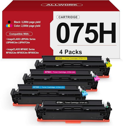075H High Yield Toner Cartridge Compatible Replacement for Canon 075H 075 High Capacity Works for Canon Color imageCLASS MF662Cdw MF663Cdw MF665Cdw LBP646Cdw LBP647Cdw LBP640 MF660 Printer Ink 4-Pack