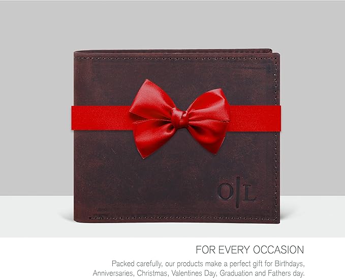 Oak Leathers Slim Leather Wallet for Men - RFID Wallets Credit Card Holder Ultra Thin Gift for Mens, Front Pocket Minimalist Design