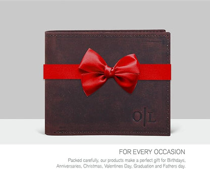Oak Leathers Slim Leather Wallet for Men - RFID Wallets Credit Card Holder Ultra Thin Gift for Mens, Front Pocket Minimalist Design