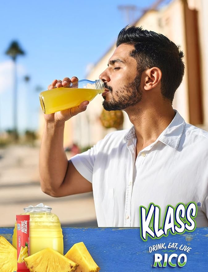 Klass Aguas Frescas Powdered Drink Mix | 44 Sugar Free Powder Packets | Flavors - Mango Watermelon Pineapple & Passionfruit - Water Enhancer To Go!