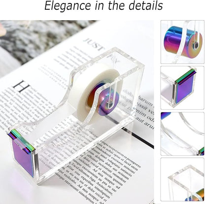 Famassi Dream Color Acrylic Stapler and Tape Dispenser Set, Office Supplies with Tape Dispenser, Stapler Remover, 2 Ballpoint Pen, Scissor, Binder Clips, Paper Clips and 1000pcs Staples