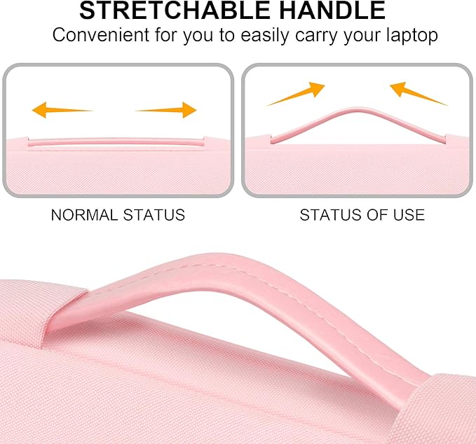 Lacdo 360° Protective Chromebook Case 11 Inch Laptop Sleeve for 11 Inch Acer HP Lenovo Dell Samsung ASUS Chromebook Spin 311, 13 Inch Microsoft Surface Pro 11th Copilot+PC/10/9/8/X Computer Bag, Pink