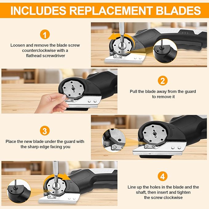 AYP Cordless Electric Scissors,4.2V Cardboard Cutter Machine with Utility Knife & Storage Box, Rotary Cutter Used for Fabric, Leather, Plastic, Carpet Cutting